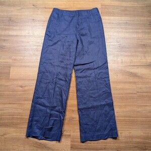 Lauren Ralph Lauren Wide Leg Pants Womens 6 Blue 100% Linen Trousers Summer